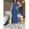 image:imageANRABESS Womens Sleeveless TShirt Midi Tank DressBlue