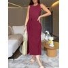 image:imageANRABESS Womens Sleeveless TShirt Midi Tank DressBurgundy
