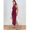 image:imageANRABESS Womens Sleeveless TShirt Midi Tank DressBurgundy