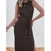 image:imageANRABESS Womens Sleeveless TShirt Midi Tank DressCoffee