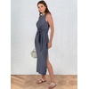 image:imageANRABESS Womens Sleeveless TShirt Midi Tank DressDeep Gray