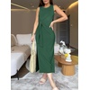 image:imageANRABESS Womens Sleeveless TShirt Midi Tank DressDeep Green