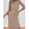 image:imageANRABESS Womens Sleeveless TShirt Midi Tank DressKhaki
