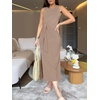 image:imageANRABESS Womens Sleeveless TShirt Midi Tank DressKhaki