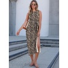 image:imageANRABESS Womens Sleeveless TShirt Midi Tank DressLeopard Print