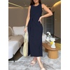 image:imageANRABESS Womens Sleeveless TShirt Midi Tank DressNavy Blue