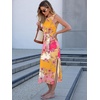 image:imageANRABESS Womens Sleeveless TShirt Midi Tank DressPink Yellow Floral