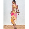 image:imageANRABESS Womens Sleeveless TShirt Midi Tank DressPink Yellow Floral