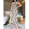 image:imageANRABESS Womens Sleeveless TShirt Midi Tank DressPrint Blue Floral