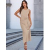 image:imageANRABESS Womens Sleeveless TShirt Midi Tank DressStriped Brown