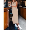 image:imageANRABESS Womens Sleeveless TShirt Midi Tank DressStriped Brown