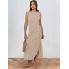 image:imageANRABESS Womens Sleeveless TShirt Midi Tank DressStriped Brown