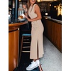 image:imageANRABESS Womens Sleeveless TShirt Midi Tank DressStriped Brown