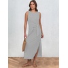 image:imageANRABESS Womens Sleeveless TShirt Midi Tank DressStriped Grey