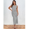 image:imageANRABESS Womens Sleeveless TShirt Midi Tank DressStriped Grey