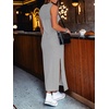 image:imageANRABESS Womens Sleeveless TShirt Midi Tank DressStriped Grey