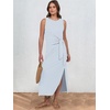 image:imageANRABESS Womens Sleeveless TShirt Midi Tank DressStriped Light Blue