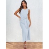 image:imageANRABESS Womens Sleeveless TShirt Midi Tank DressStriped Light Blue