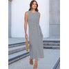 image:imageANRABESS Womens Sleeveless TShirt Midi Tank DressStriped Navy Blue