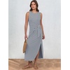 image:imageANRABESS Womens Sleeveless TShirt Midi Tank DressStriped Navy Blue