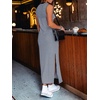 image:imageANRABESS Womens Sleeveless TShirt Midi Tank DressStriped Navy Blue