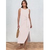 image:imageANRABESS Womens Sleeveless TShirt Midi Tank DressStriped Pink