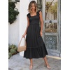 image:imageANRABESS Womens Smocked Maxi Dress Summer Sleeveless Flowy Boho SundressBlack