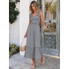 image:imageANRABESS Womens Smocked Maxi Dress Summer Sleeveless Flowy Boho SundressBlack Plaid