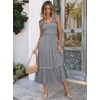 image:imageANRABESS Womens Smocked Maxi Dress Summer Sleeveless Flowy Boho SundressBlack Plaid