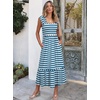 image:imageANRABESS Womens Smocked Maxi Dress Summer Sleeveless Flowy Boho SundressBlue White Stripes