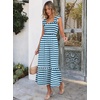 image:imageANRABESS Womens Smocked Maxi Dress Summer Sleeveless Flowy Boho SundressBlue White Stripes