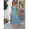 image:imageANRABESS Womens Smocked Maxi Dress Summer Sleeveless Flowy Boho SundressBlue White Stripes
