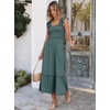 image:imageANRABESS Womens Smocked Maxi Dress Summer Sleeveless Flowy Boho SundressGreen