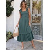 image:imageANRABESS Womens Smocked Maxi Dress Summer Sleeveless Flowy Boho SundressGreen