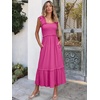 image:imageANRABESS Womens Smocked Maxi Dress Summer Sleeveless Flowy Boho SundressHot Pink