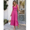 image:imageANRABESS Womens Smocked Maxi Dress Summer Sleeveless Flowy Boho SundressHot Pink