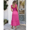 image:imageANRABESS Womens Smocked Maxi Dress Summer Sleeveless Flowy Boho SundressHot Pink
