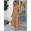 image:imageANRABESS Womens Smocked Maxi Dress Summer Sleeveless Flowy Boho SundressKhaki Plaid