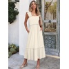 image:imageANRABESS Womens Smocked Maxi Dress Summer Sleeveless Flowy Boho SundressKhaki Plaid Beige