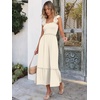 image:imageANRABESS Womens Smocked Maxi Dress Summer Sleeveless Flowy Boho SundressKhaki Plaid Beige