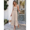image:imageANRABESS Womens Smocked Maxi Dress Summer Sleeveless Flowy Boho SundressKhaki White Stripes