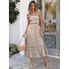 image:imageANRABESS Womens Smocked Maxi Dress Summer Sleeveless Flowy Boho SundressKhaki White Stripes