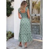 image:imageANRABESS Womens Smocked Maxi Dress Summer Sleeveless Flowy Boho SundressLight Green White Floral