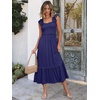image:imageANRABESS Womens Smocked Maxi Dress Summer Sleeveless Flowy Boho SundressNavy Blue