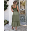 image:imageANRABESS Womens Smocked Maxi Dress Summer Sleeveless Flowy Boho SundressOlive