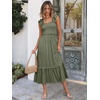 image:imageANRABESS Womens Smocked Maxi Dress Summer Sleeveless Flowy Boho SundressOlive