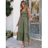 image:imageANRABESS Womens Smocked Maxi Dress Summer Sleeveless Flowy Boho SundressOlive
