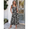 image:imageANRABESS Womens Smocked Maxi Dress Summer Sleeveless Flowy Boho SundressPrint Black Floral