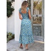image:imageANRABESS Womens Smocked Maxi Dress Summer Sleeveless Flowy Boho SundressPrint Blue Yellow Floral