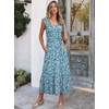 image:imageANRABESS Womens Smocked Maxi Dress Summer Sleeveless Flowy Boho SundressPrint Blue Yellow Floral